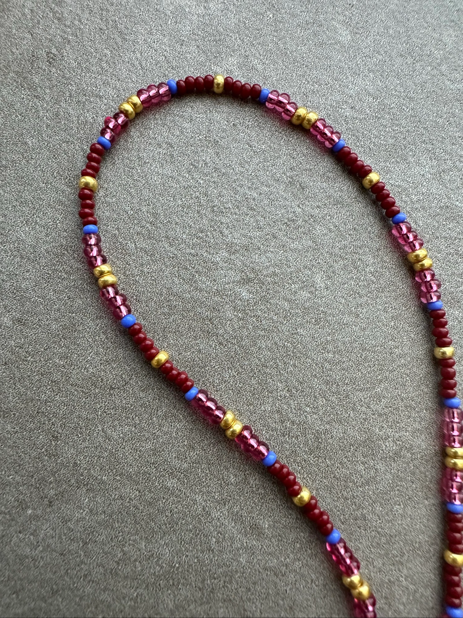 Necklace burgundy, pink, blue and gold – photo 3